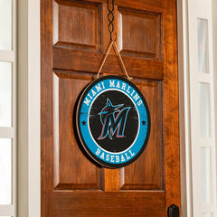 Miami Marlins Round Door Décor with Hanging Rope, 18x18 - MLB Home