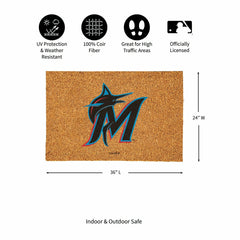 Miami Marlins Large Full Color Coir Mat, 36"x24" - MLB