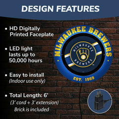 Milwaukee Brewers, Metal Lite, Round - MLB