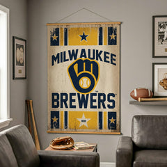 Milwaukee Brewers, Canvas Wall Tapestry, Large, 54x36 - MLB Home