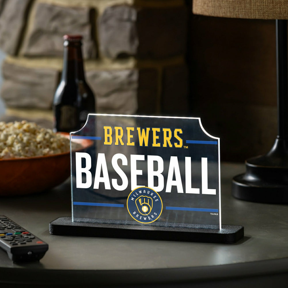 Milwaukee Brewers Baseball Rectangle Desklite LED Decor - MLB Home