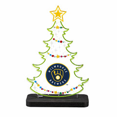 Milwaukee Brewers Baseball Holiday Tree Desklite LED Decor - MLB Home