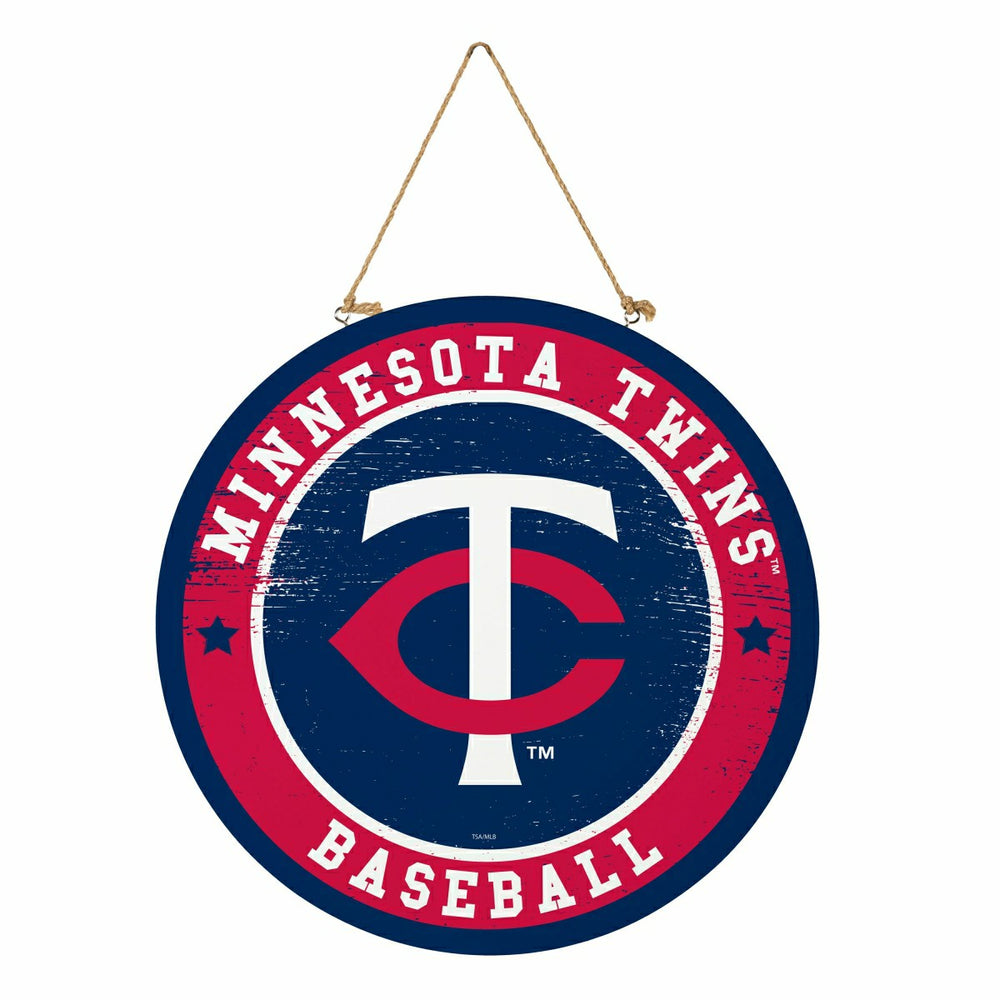 Minnesota Twins Round Door Décor with Hanging Rope, 18x18 - MLB Home