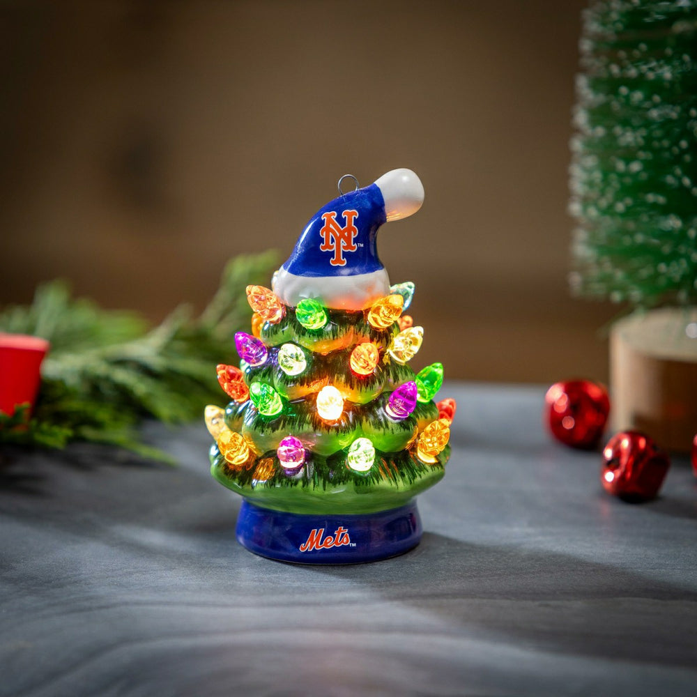 New York Mets 4" Mini LED Tabletop Christmas Tree, Set of 2 - MLB Home