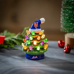 New York Mets 4" Mini LED Tabletop Christmas Tree, Set of 2 - MLB Home