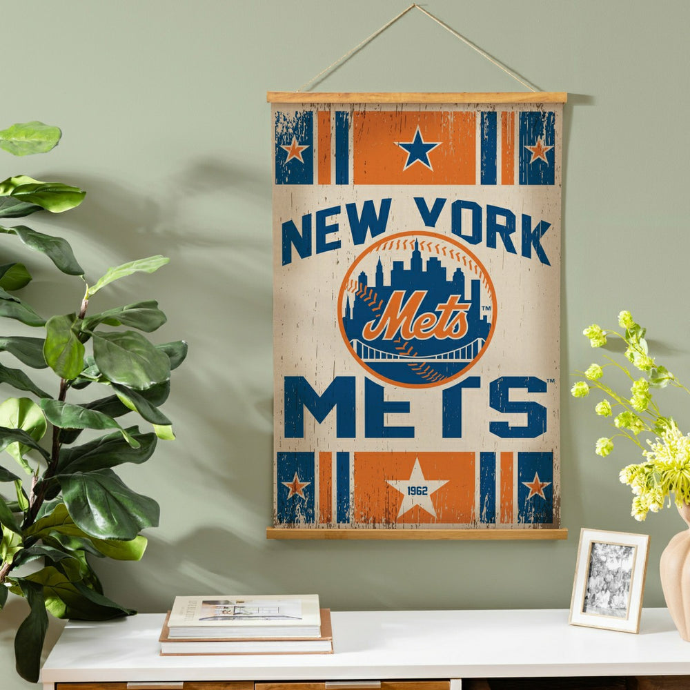 New York Mets, Canvas Wall Tapestry, Medium, 36x24 - MLB Home