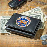 New York Mets Black Tri-Fold Embroidered Wallet w/ RFID Blocking - MLB Home