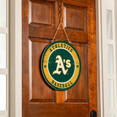 Athletics Round Door Décor with Hanging Rope, 18x18 - MLB Home