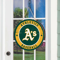 Athletics Round Door Décor with Hanging Rope, 18x18 - MLB Home