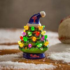Philadelphia Phillies 4" Mini LED Tabletop Christmas Tree, Set of 2 - MLB Home