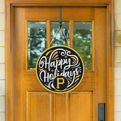 Pittsburgh Pirates Holiday Round Door Décor with Hanging Rope, 18x18 - MLB Home