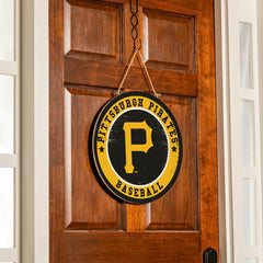 Pittsburgh Pirates Round Door Décor with Hanging Rope, 18x18 - MLB Home
