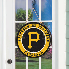 Pittsburgh Pirates Round Door Décor with Hanging Rope, 18x18 - MLB Home