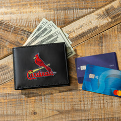 St Louis Cardinals Black Bi-Fold Embroidered Wallet w/ RFID Blocking - MLB Home