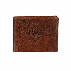 Tampa Bay Rays, Embossed 100% Genuine Tumbled Leather Passcase Bi-Fold - MLB Home