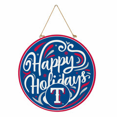 Texas Rangers Holiday Round Door Décor with Hanging Rope, 18x18 - MLB Home