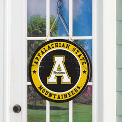 Appalachian State University Round Door Décor with Hanging Rope, 18x18 - Collegiate Home