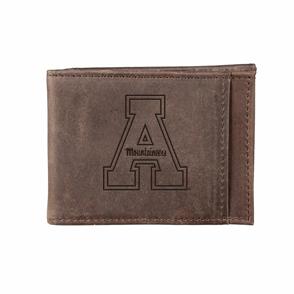 Front Pocket Wallet w/ RFID Blocking, Appalachian State, Brown - Collegiate Home
