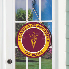 Arizona State University Round Door Décor with Hanging Rope, 18x18 - Collegiate Home