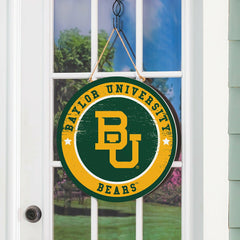 Baylor University Round Door Décor with Hanging Rope, 18x18 - Collegiate Home
