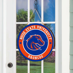 Boise State University Round Door Décor with Hanging Rope, 18x18 - Collegiate Home