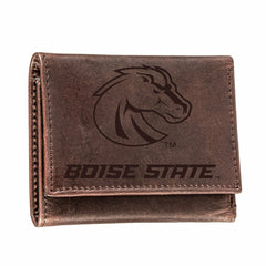 Boise State University, Tri-Fold Wallet, Brown, CH, 100% Genuine Leath - Collegiate Home