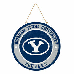 Brigham Young University Round Door Décor with Hanging Rope, 18x18 - Collegiate Home