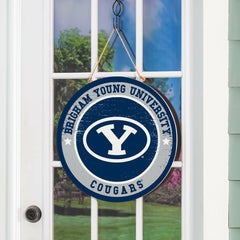 Brigham Young University Round Door Décor with Hanging Rope, 18x18 - Collegiate Home