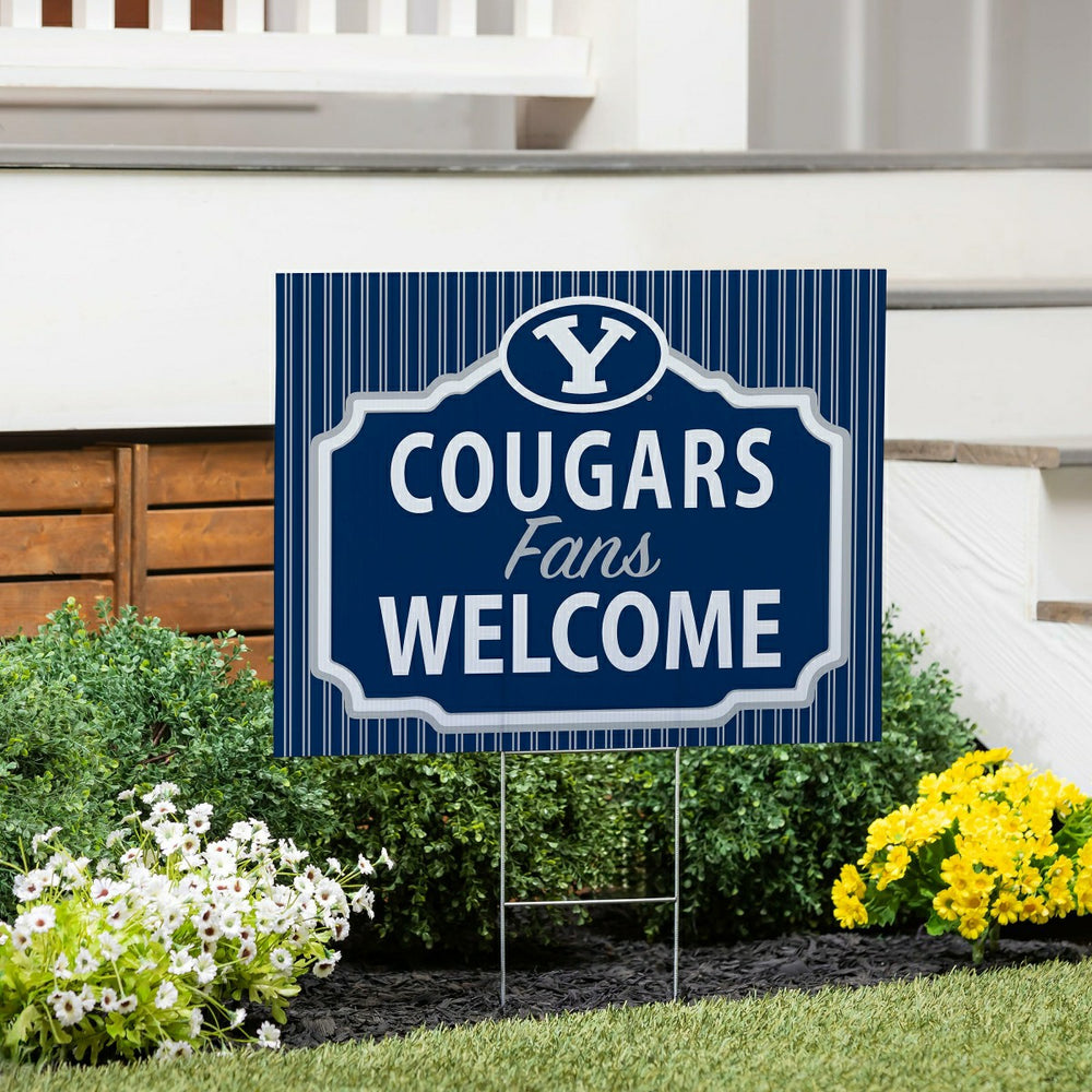 Brigham Young University Coroplast Yard Sign, "Fans Welcome" - Collegiate Home