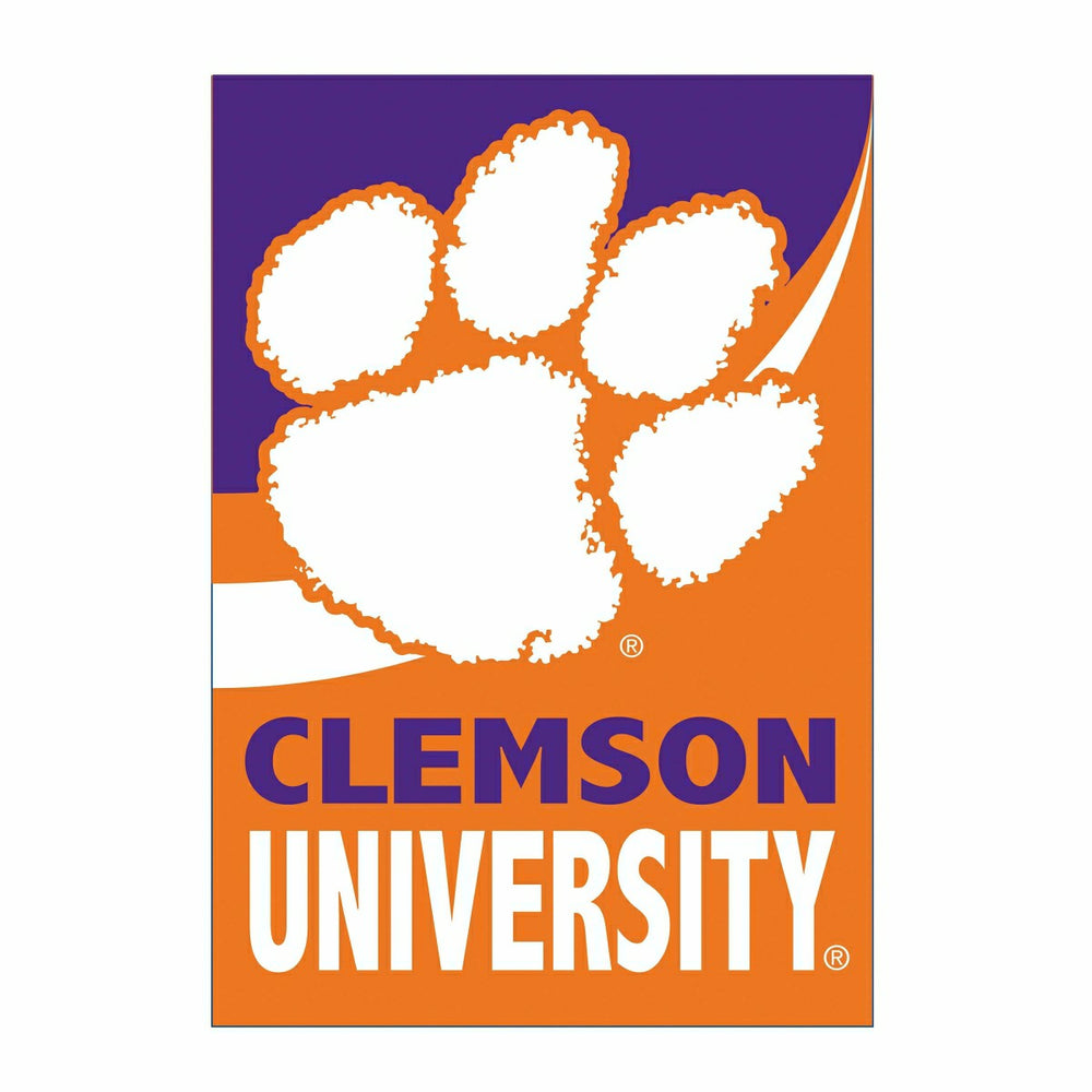 Clemson University Burlap Flag House Size - Collegiate Home