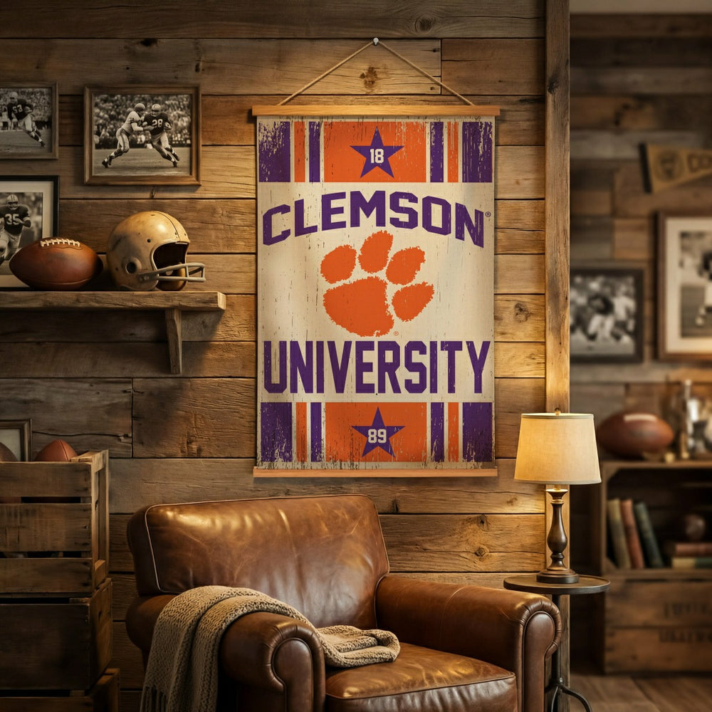 Clemson University, Canvas Wall Tapestry, Medium, 36x24 - Collegiate Home