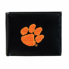 Clemson University Black Bi-Fold Embroidered Wallet w/ RFID Blocking - Collegiate Home