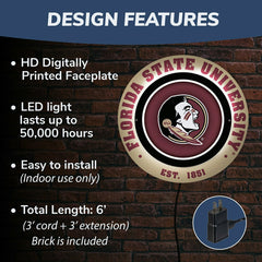 Florida State University, Metal Lite, Round - Collegiate