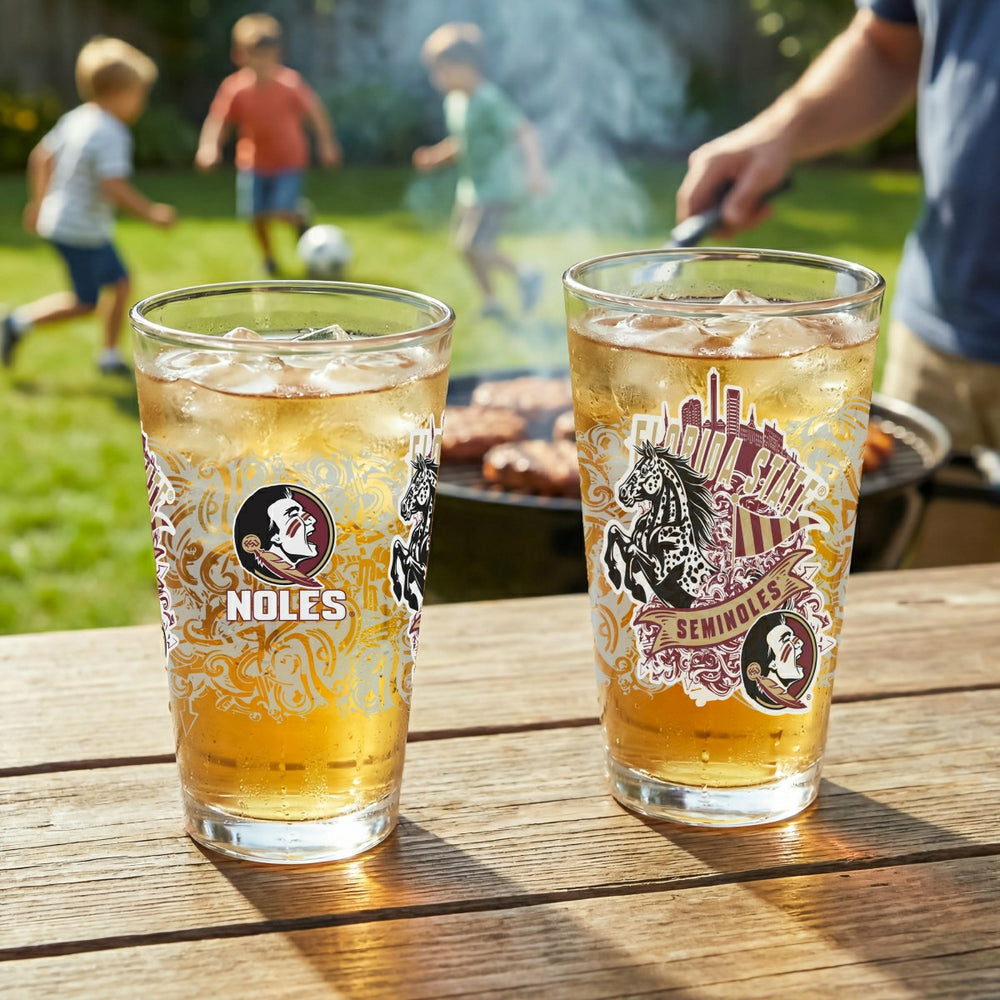 Florida State University 16oz Glass pint, Set of 2 - Collegiate Home