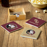 Florida State University Ceramic Coasters Set, 4pcs with Wood Caddy - Collegiate Home