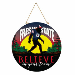 Fresno State Bigfoot Round Door Décor with Hanging Rope, 18x18 - Collegiate Home