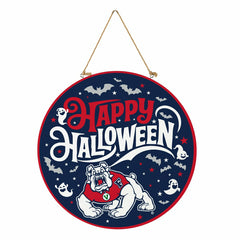 Fresno State Halloween Round Door Décor with Hanging Rope, 18x18 - Collegiate Home