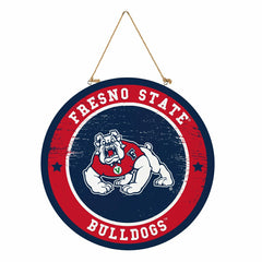 Fresno State Round Door Décor with Hanging Rope, 18x18 - Collegiate Home