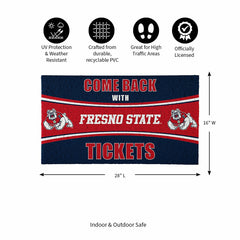 28" x 16" PVC Trapper Mat, Come Back with Tickets, Fresno State - Collegiate