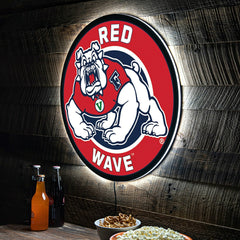 Fresno State Red Wave College Large Round Edgelite LED Decor - Collegiate Home