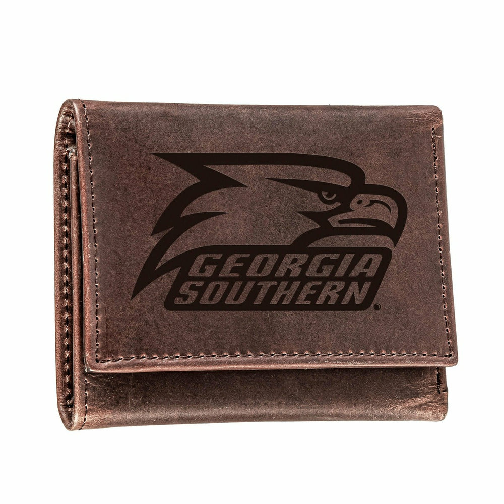 Georgia Southern University, Tri-Fold Wallet, Brown, CH, 100% Genuine - Collegiate Home