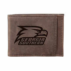 Front Pocket Wallet w/ RFID Blocking, Georgia Southern, Brown - Collegiate Home