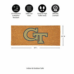 Georgia Tech Extra Large Full Color Coir Mat, 60"x24" - Collegiate