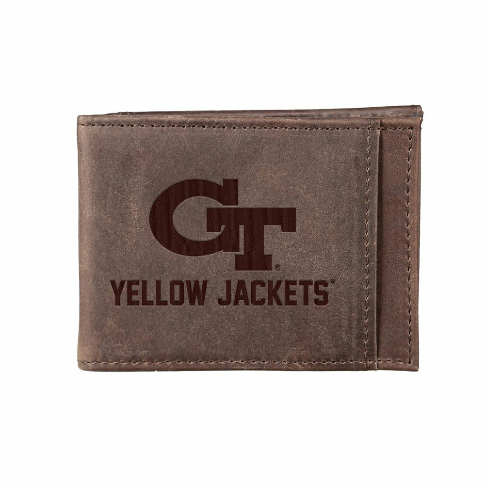 Front Pocket Wallet w/ RFID Blocking, Georgia Tech, Brown - Collegiate Home