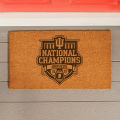 Indiana University, Div 1 Champs, Coir Mat, One Color - Collegiate