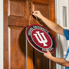 Indiana University Round Door Décor with Hanging Rope, 18x18 - Collegiate Home
