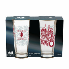 Indiana University 16oz Glass pint, Set of 2 - Collegiate Home
