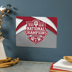Indiana University, Div 1 Champs, 15.5"L x 11.5"H Medium Metal Wall Si - Collegiate Home