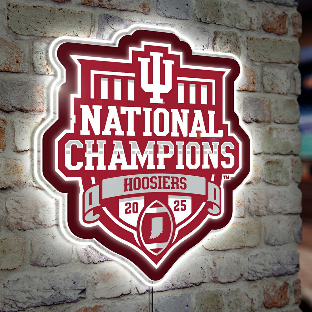 Indiana University, Div 1 Champs, LED Wall Decor, Glazelite, Shaped Lo - Collegiate