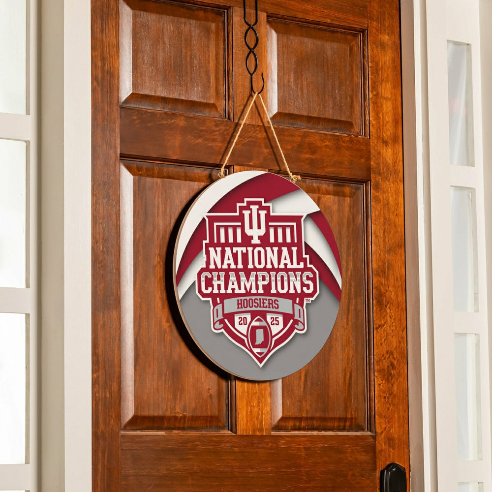 Indiana University, Div 1 Champs, Round Door Decor with Hanging Rope, - Collegiate Home